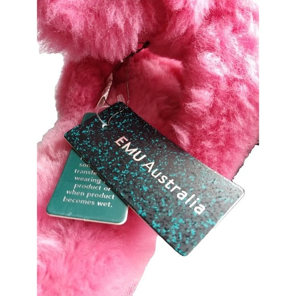 EMU AUSTRALIA Naledi Bow Sheepskin Slide Slippers Mineral Red Size 9 Shoes   NWT - Picture 8 of 15